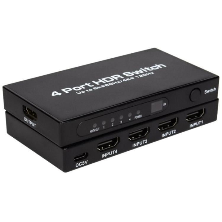 Q8-4 With Remote Control HDMI 2.1 8K 60Hz Gaming Home Theater Switcher 4x1 Adapter, US Plug, EU Plug Q8-4 With Remote Control HDMI 2.1 8K 60Hz Gaming Home Theater Switcher 4x1 Adapter, US Plug, EU Plug
